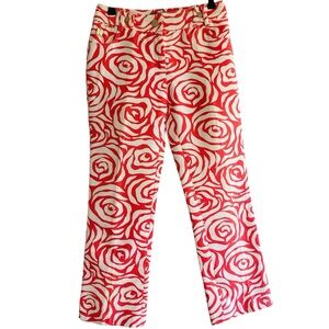 ROBERTO VERINO CROPPED PANTS COTTON 10 FUCHSIA PINK RED PREPPY